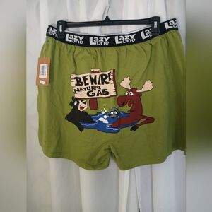 Lazy One Green Boxers with Playful Cartoon Design